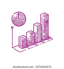 Bar chart hand drawn vector sketch