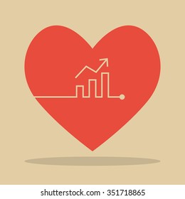 Bar Chart Heartbeat. Business concept