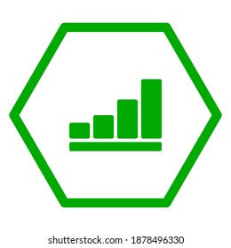 Bar chart and hexagon on white