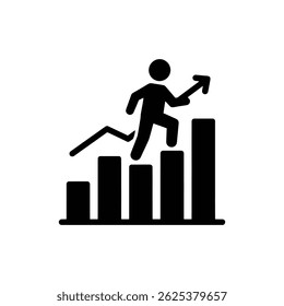 Bar Chart with Human Silhouette Climbing - Personal and Professional Growth
