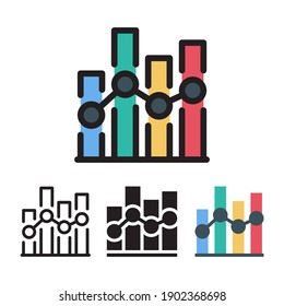 Bar Chart icon with 4 different styles. Filled, outline, glyph and line colored.