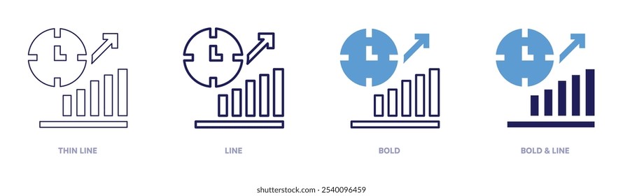 Bar chart icon in 4 different styles. Thin Line, Line, Bold, and Bold Line. Duotone style. Editable stroke.