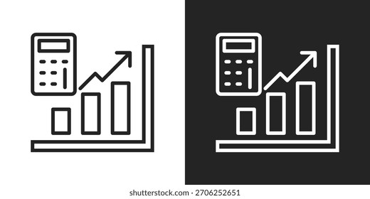 Ícone Do Gráfico De Barras Em Estilo De Linha Preto-E-Branco