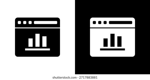Icono de gráfico de barras relleno en blanco y negro.