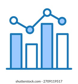 Icono de gráfico de barras Ilustración vectorial de diseño de doble tono azul