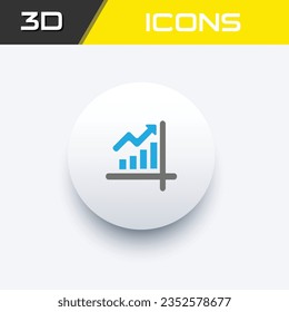 Bar Chart icon in blue grey background, 3D info graphics icon, editable source file