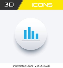 Bar Chart icon in blue grey background, 3D info graphics icon, editable source file