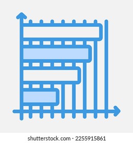 Icono de gráfico de barras en estilo azul, uso para presentación de aplicación móvil del sitio web