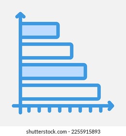 Bar chart icon in blue style, use for website mobile app presentation