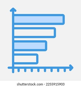 Bar chart icon in blue style, use for website mobile app presentation
