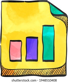 Bar chart icon in color drawing. Finance report banking growth investment