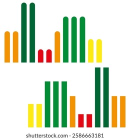 Bar chart icon. Colorful data bars. Financial statistics graphic. Vector symbol.