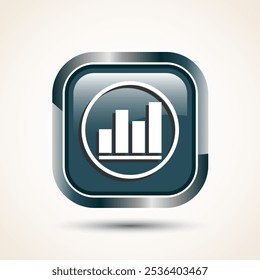 Bar chart icon design illustration, Graph icon, Growth sign, Growth chart, Gray color square button design