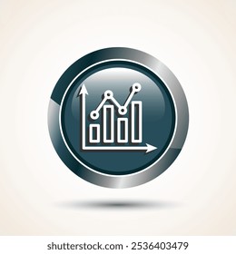 Bar chart icon design illustration, Graph icon, Growth sign, Growth chart, Gray color round button design