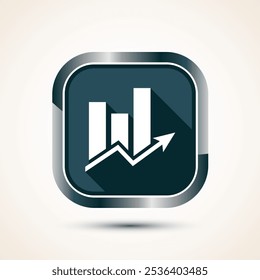 Bar chart icon design illustration, Graph icon, Growth sign, Growth chart, Gray shadow button design