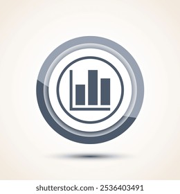 Bar chart icon design illustration, Graph icon, Growth sign, Growth chart, Gray color button design