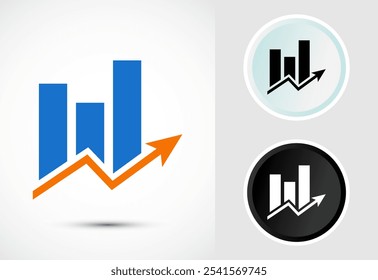 Bar chart icon design illustration, Graph logo, Growth sign, Growth chart 