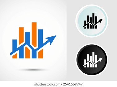 Bar chart icon design illustration, Graph logo, Growth sign, Growth chart 