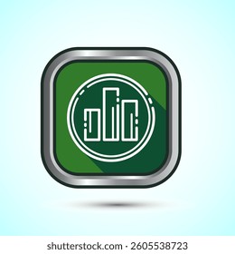 Bar chart icon design illustration, Graph icon, Growth sign, Growth chart, Green color shadow button design 
