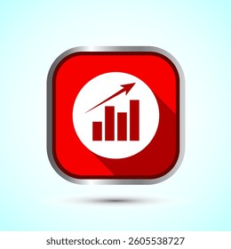 Bar chart icon design illustration, Graph icon, Growth sign, Growth chart, Red color shadow button design