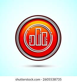 Bar chart icon design illustration, Graph icon, Growth sign, Growth chart, Orange color round button design