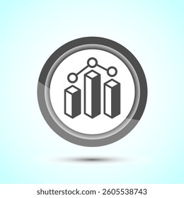 Bar chart icon design illustration, Graph icon, Growth sign, Growth chart, Gray color button design