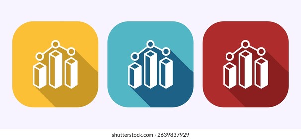 Bar chart icon design illustration, Graph logo, Growth chart sign symbol in shadow button design