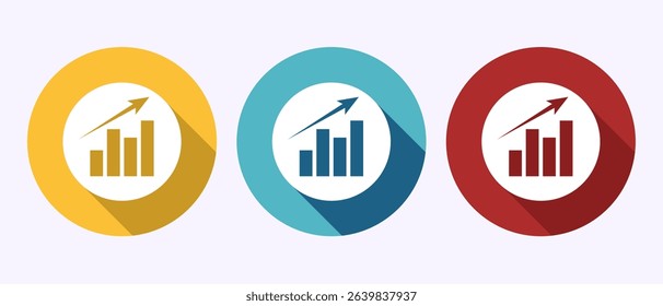 Bar chart icon design illustration, Graph logo, Growth chart sign symbol in shadow button design