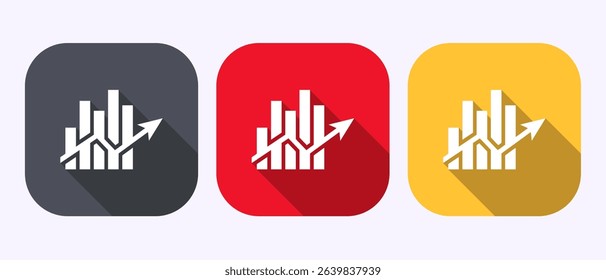 Bar chart icon design illustration, Graph logo, Growth chart sign symbol in shadow button design