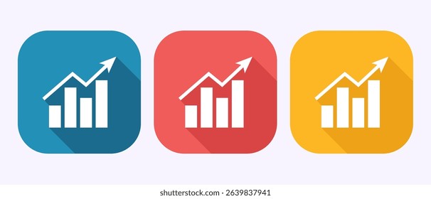 Bar chart icon design illustration, Graph logo, Growth chart sign symbol in shadow button design