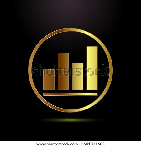 Bar chart icon design illustration, Graph logo, Growth sign symbol in gold color style