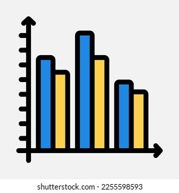 Bar chart icon in filled line style, use for website mobile app presentation