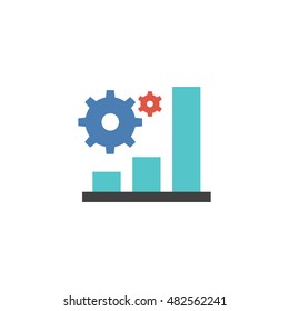 Bar chart icon in flat color style. Finance report banking growth investment 