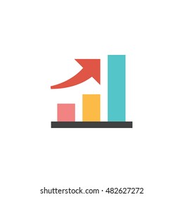 Bar chart icon in flat color style. Finance report banking growth investment