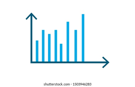Bar chart icon flat style isolated on whet background.