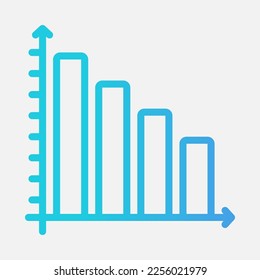 Icono de gráfico de barras en estilo degradado, uso para presentación de aplicación móvil del sitio web