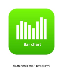 Bar chart icon green vector isolated on white background