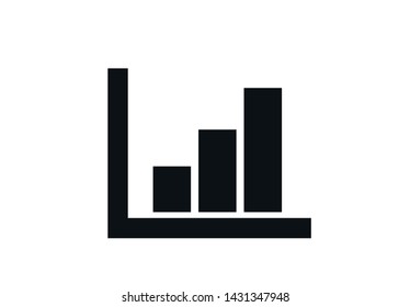 bar chart icon with growing trend. diagram sign in simple black and white style