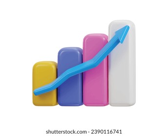 bar chart icon growth graph 3d vector icon illustration