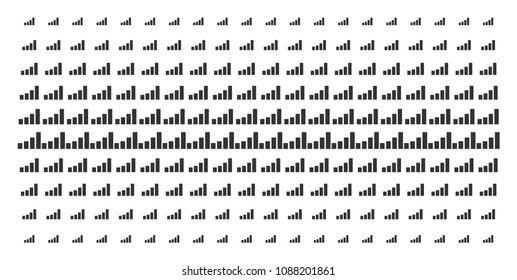 Bar chart icon halftone pattern, constructed for backgrounds, covers, templates and abstraction compositions. Vector bar chart pictograms organized into halftone array.