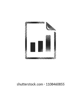 Bar chart icon in halftone style. Black and white monochrome vector illustration.