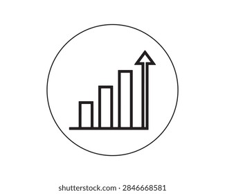 Bar chart icon inside circle representing business growth and success with increasing trend data analysis financial repo
