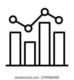 Ilustración vectorial de diseño de línea de icono de gráfico de barras