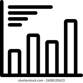 Bar chart icon in line style for business growth, analytics report, and finance performance.