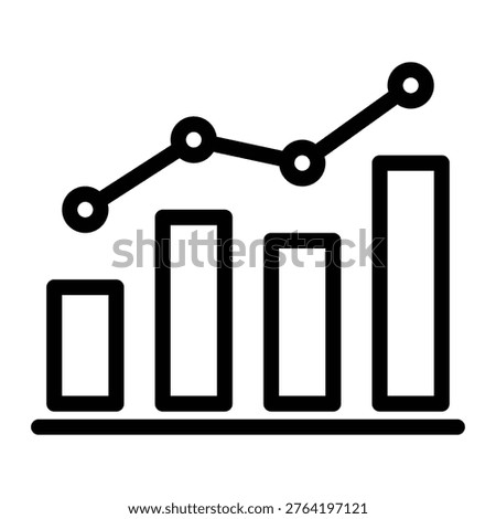 Bar chart icon with lines and dots to illustrate the distribution of data to be analyzed