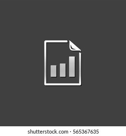 Bar chart icon in metallic grey color style. Finance report banking growth