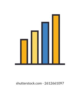 Bar chart icon on white background.