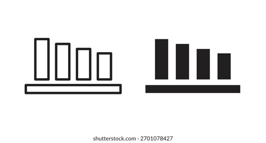 Símbolo de conceito de contorno do ícone de gráfico de barras com traço editável em branco