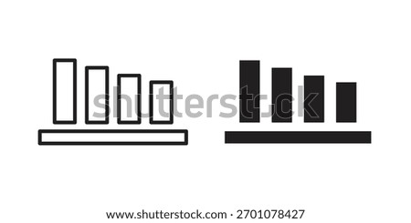 Bar chart icon outline concept symbol with editable stroke on white