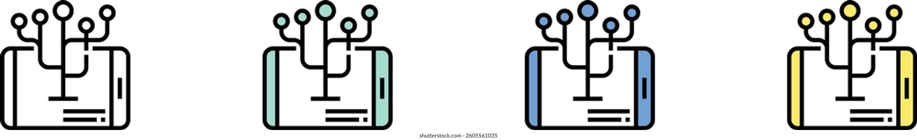 bar chart icon. Outline, Green, Blue and Yellow Style Design Isolated On White Background